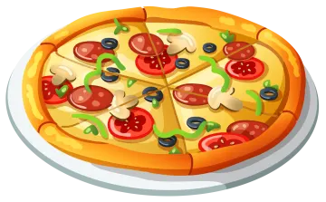 a pizza on a plate with tomatoes and olives