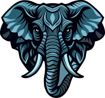 an elephant head on a white background