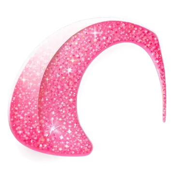 a pink glitter crescent with stars on it