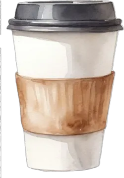 a watercolor painting of a coffee cup