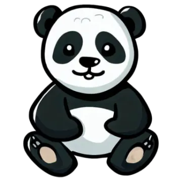 a black and white panda bear sitting on the ground