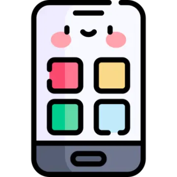 a phone with different colored squares on the screen