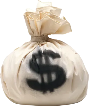 a white bag with a black face on it