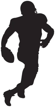 a silhouette of a football player running
