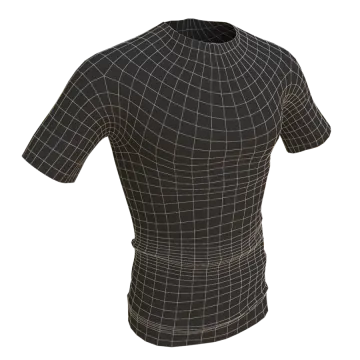 a black and white t - shirt with a grid pattern