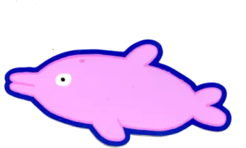 a pink and blue fish shaped magnet