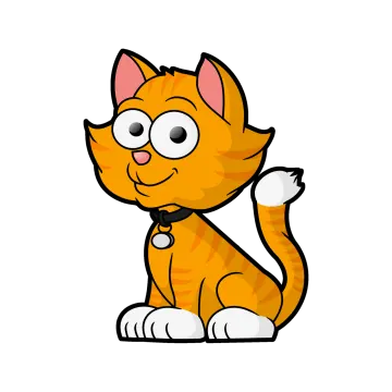 a cartoon cat sitting on the ground