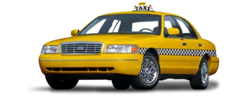 a yellow taxi cab on a white background
