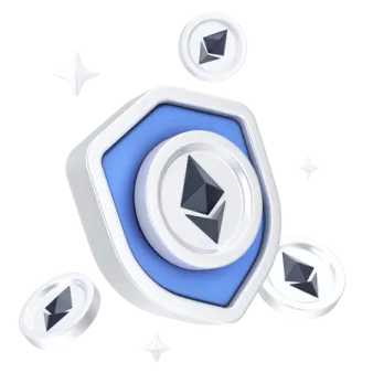 a blue and white button with diamonds around it