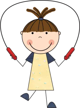 a little girl holding a skipping rope