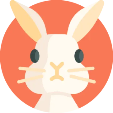 a white rabbit in a red circle