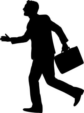 a silhouette of a man carrying a briefcase