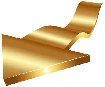 a piece of gold foil on white background