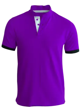 a purple polo shirt with black trims