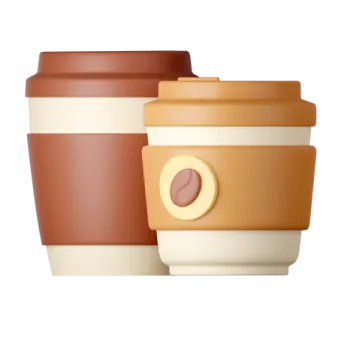 two coffee cups on a white background
