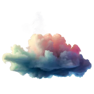 colorful smoke cloud isolated on white background