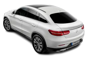 the rear view of a white mercedes suv