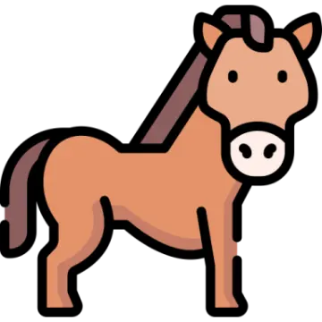 a brown horse standing on a white background