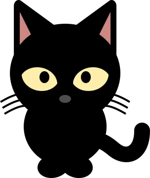 a black cat with yellow eyes