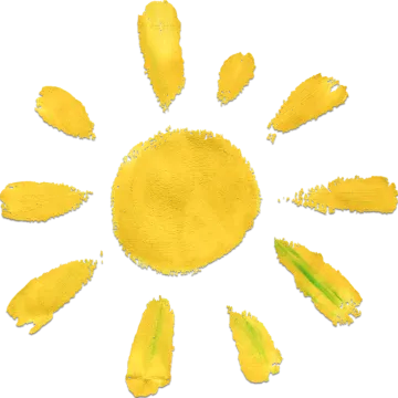 a sun made out of yellow paint