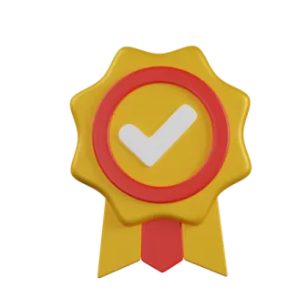 a yellow seal with a check mark on it