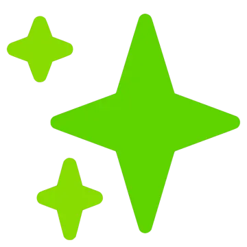 a green star and two smaller stars