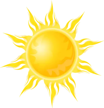 a yellow sun on a white background