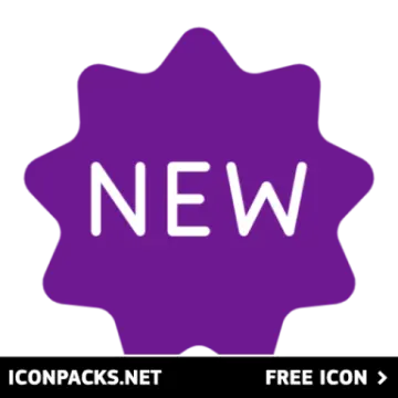 a purple and white logo with the word new on it