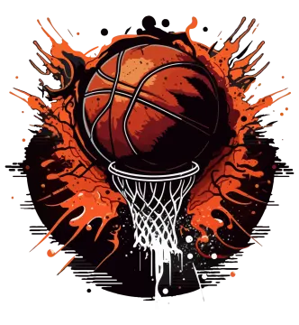 a basketball ball with splashs on it