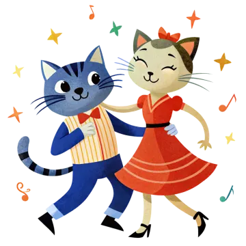 a couple of cats dancing together