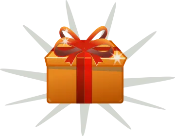 a brown gift box with a red bow