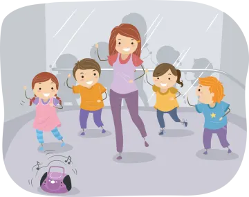 a group of children dancing in the rain