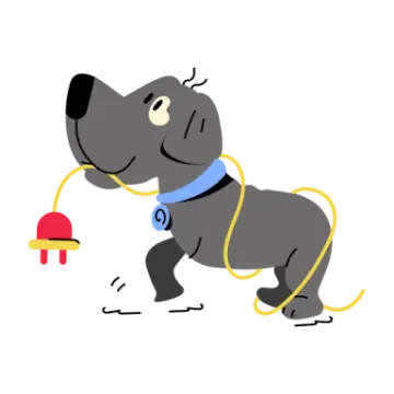 a cartoon dog playing with a toy