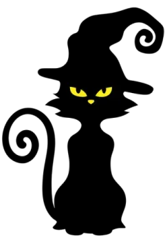 a black cat with yellow eyes