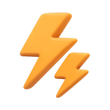 an orange lightning symbol on a white background