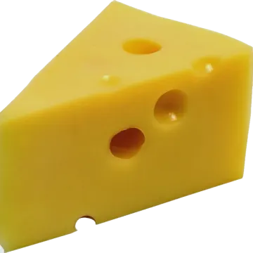 a piece of cheese on a white background