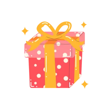 a red gift box with a yellow bow