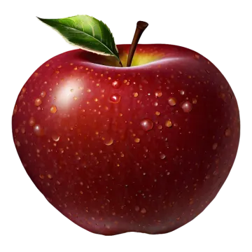 an apple with water drops