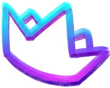 a blue and purple logo with the letter m on it
