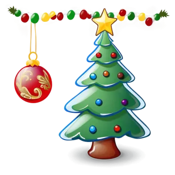 a christmas tree with ornaments hanging from it