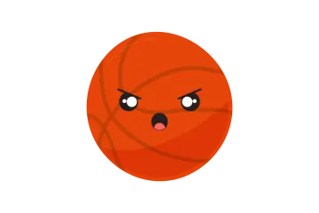 a basketball ball with an angry face on it