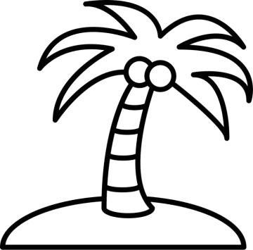a black and white drawing of a palm tree