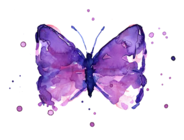 a watercolor painting of a purple butterfly