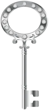 a silver key with diamonds on it