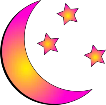 a crescent with stars on it