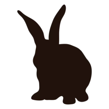 a black silhouette of a rabbit
