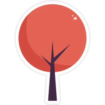 a red tree with a star on it