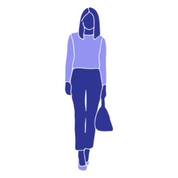 a woman walking down the street with a handbag