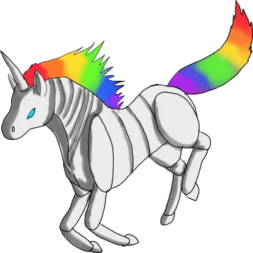 a drawing of a rainbow - colored unicorn