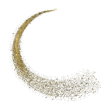 a gold crescent made out of small pieces of glitter